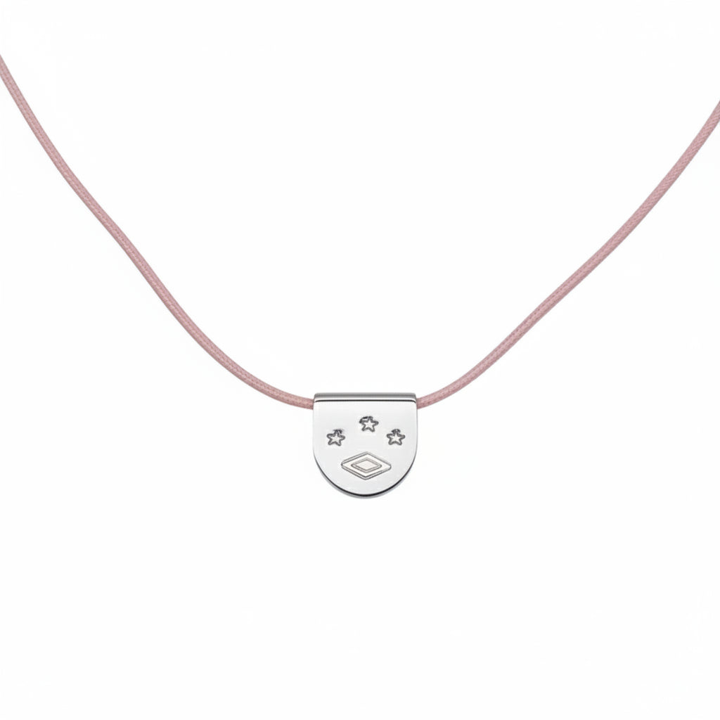 Narin Pink Cord Silver Tab Necklace