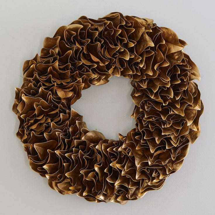 Gold Lacquer Magnolia Leaf Wreath