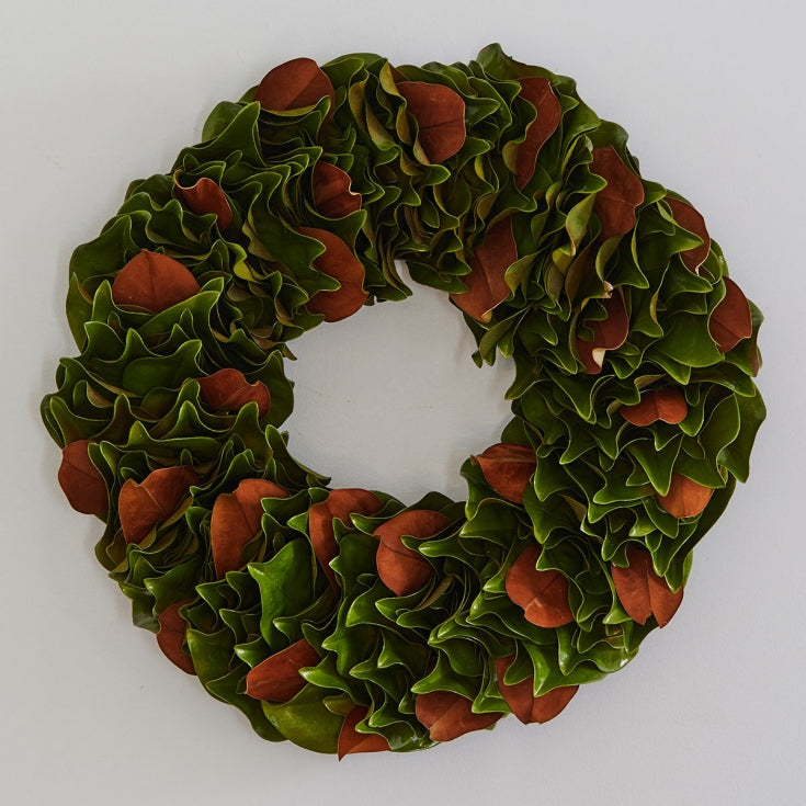 Granny Smith & Copper Lacquer Magnolia Leaf Wreath