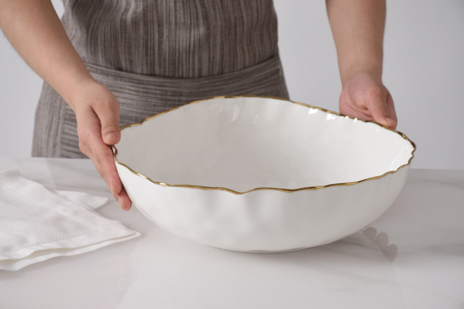 Large Bowl with Gold Trim