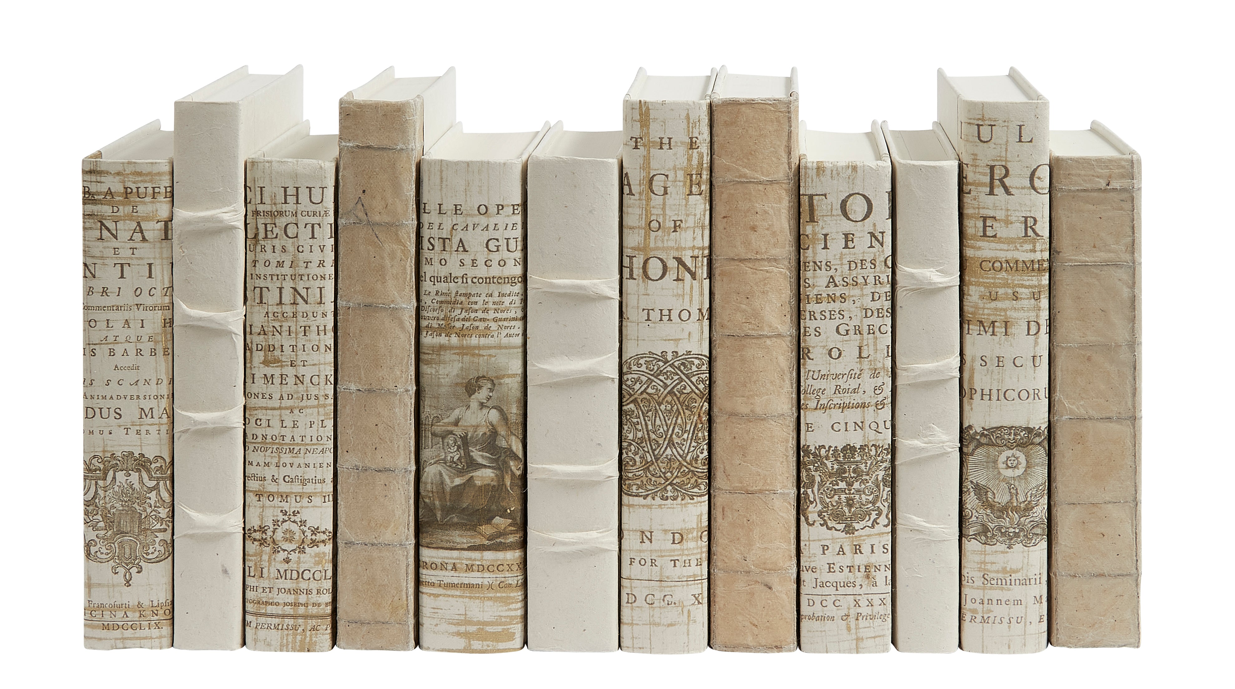 Mix of Antique Titles Pages on Gold Brushstrokes Decorative Books