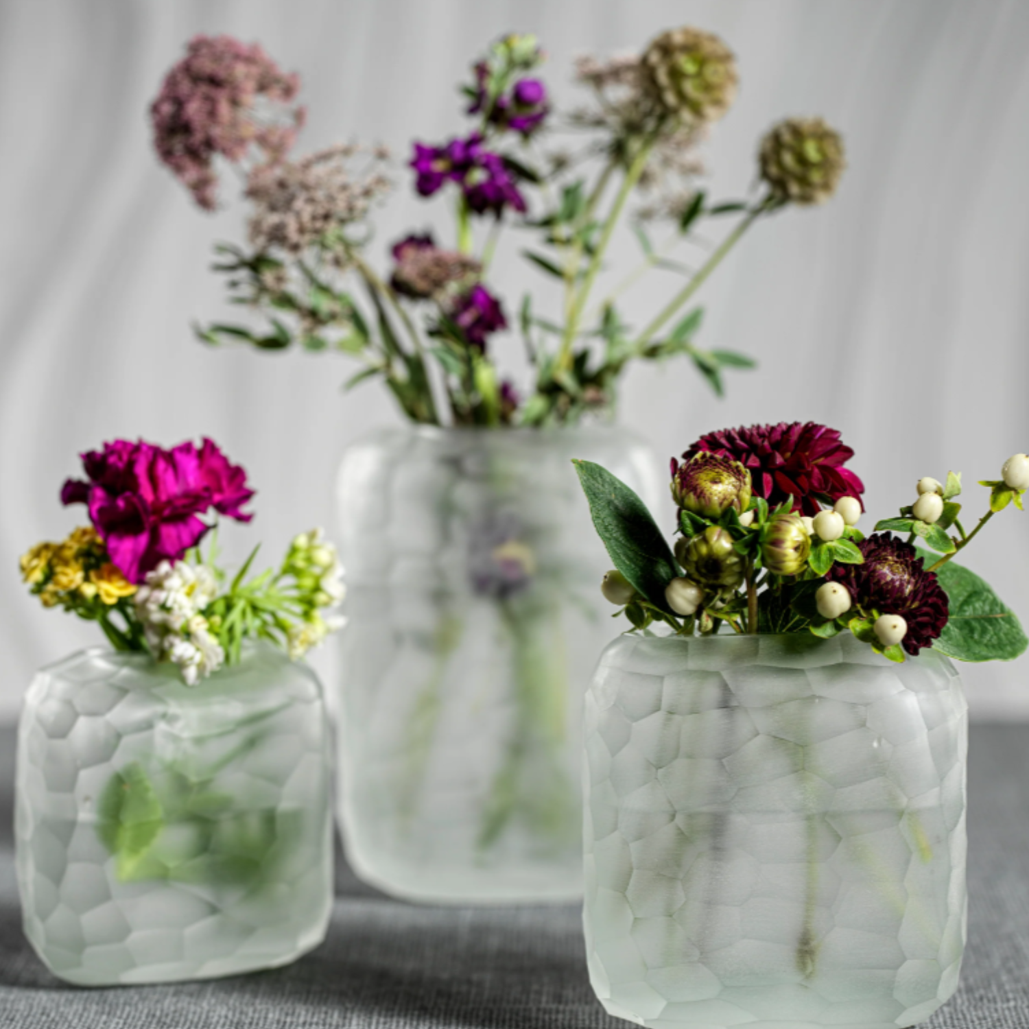 Hammered Frosted Glass Vase