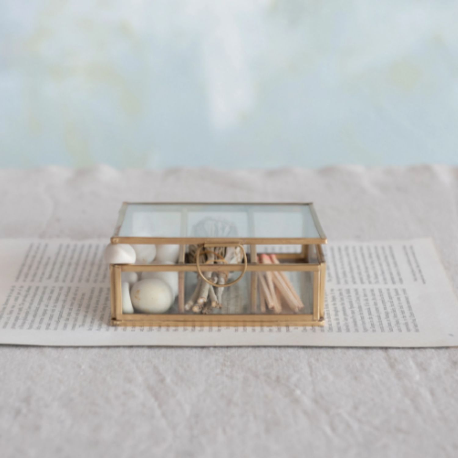 Lauren Square Glass and Brass Box