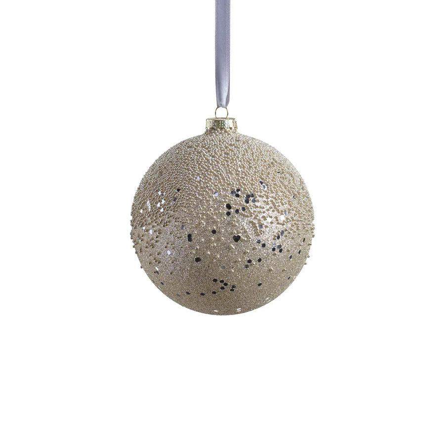 Silver Beaded Glass Ornament