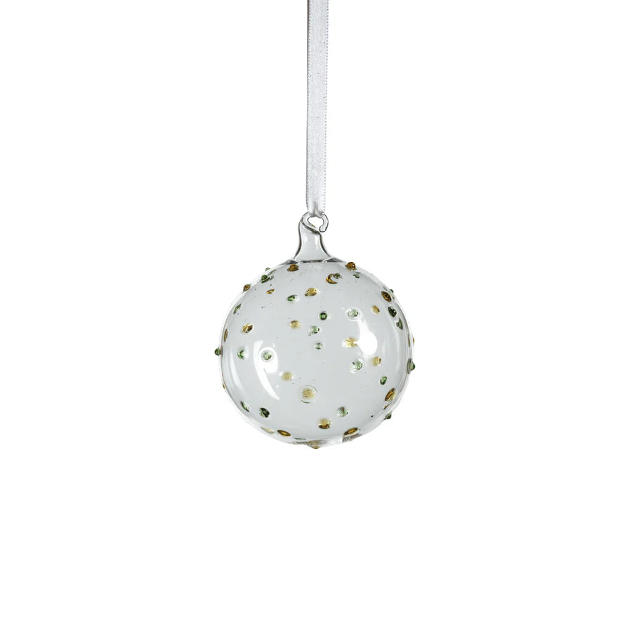 Clear Glass Ornament with Colored Glass Dots
