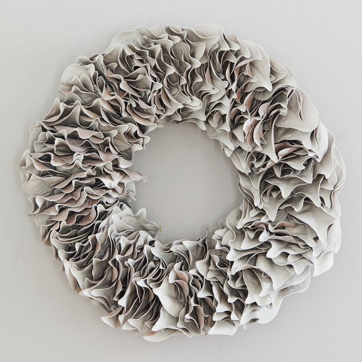 White Lacquer Magnolia Leaf Wreath