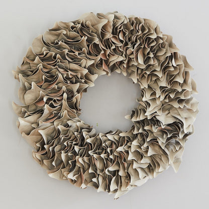 Taupe Lacquer Magnolia Leaf Wreath