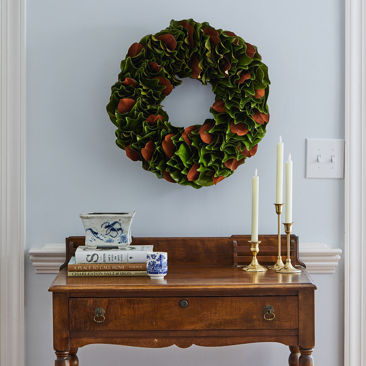 Granny Smith & Copper Lacquer Magnolia Leaf Wreath