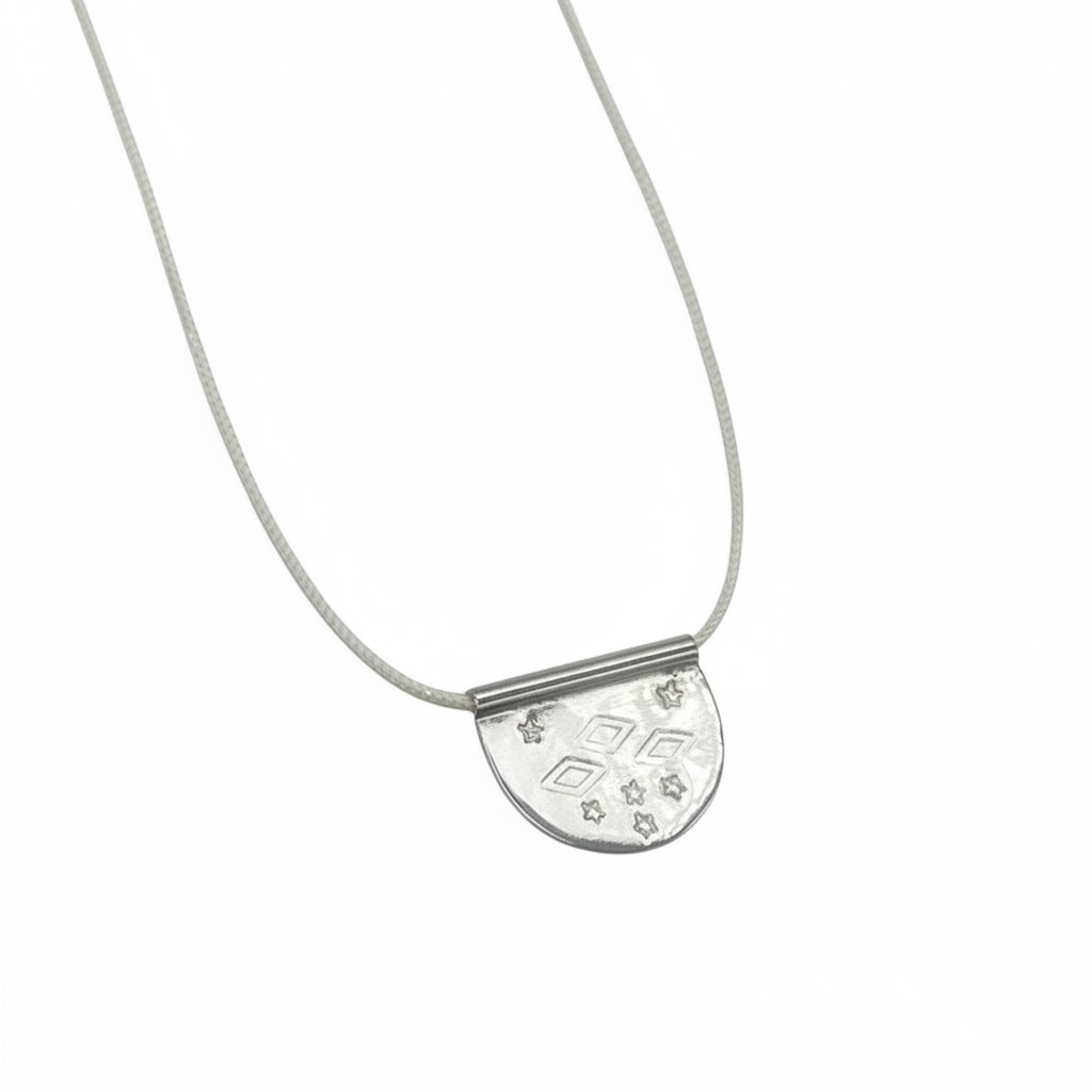 Narin Silver Cord Tab Necklace