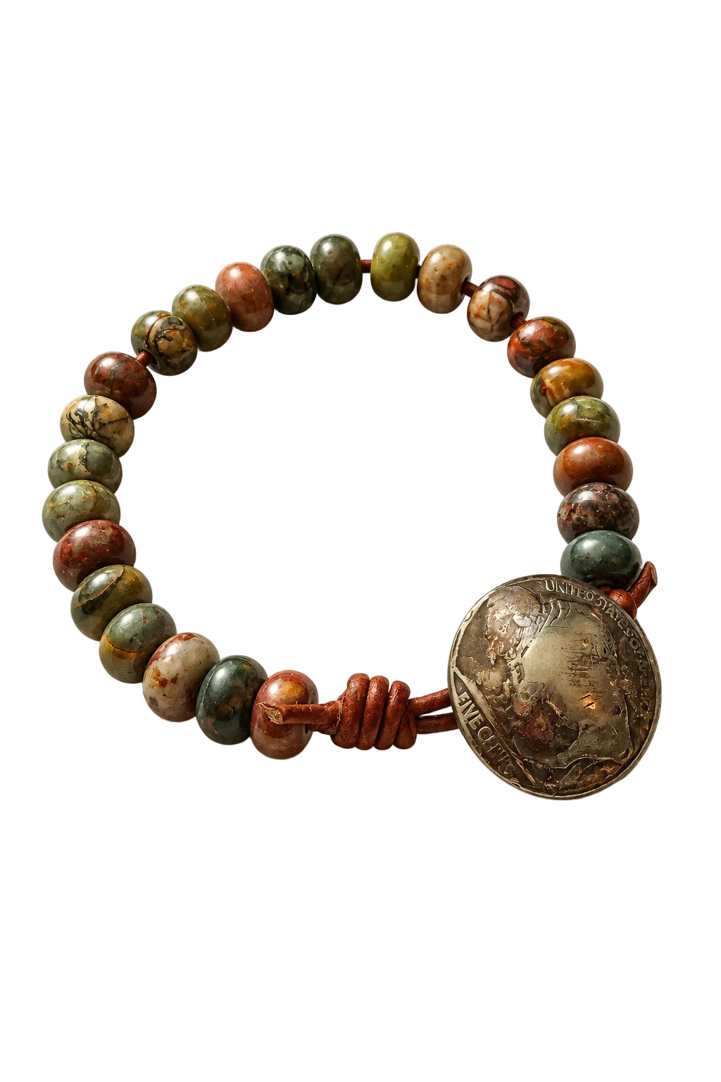 Indian Agate Bracelet with Nickel Enclosure