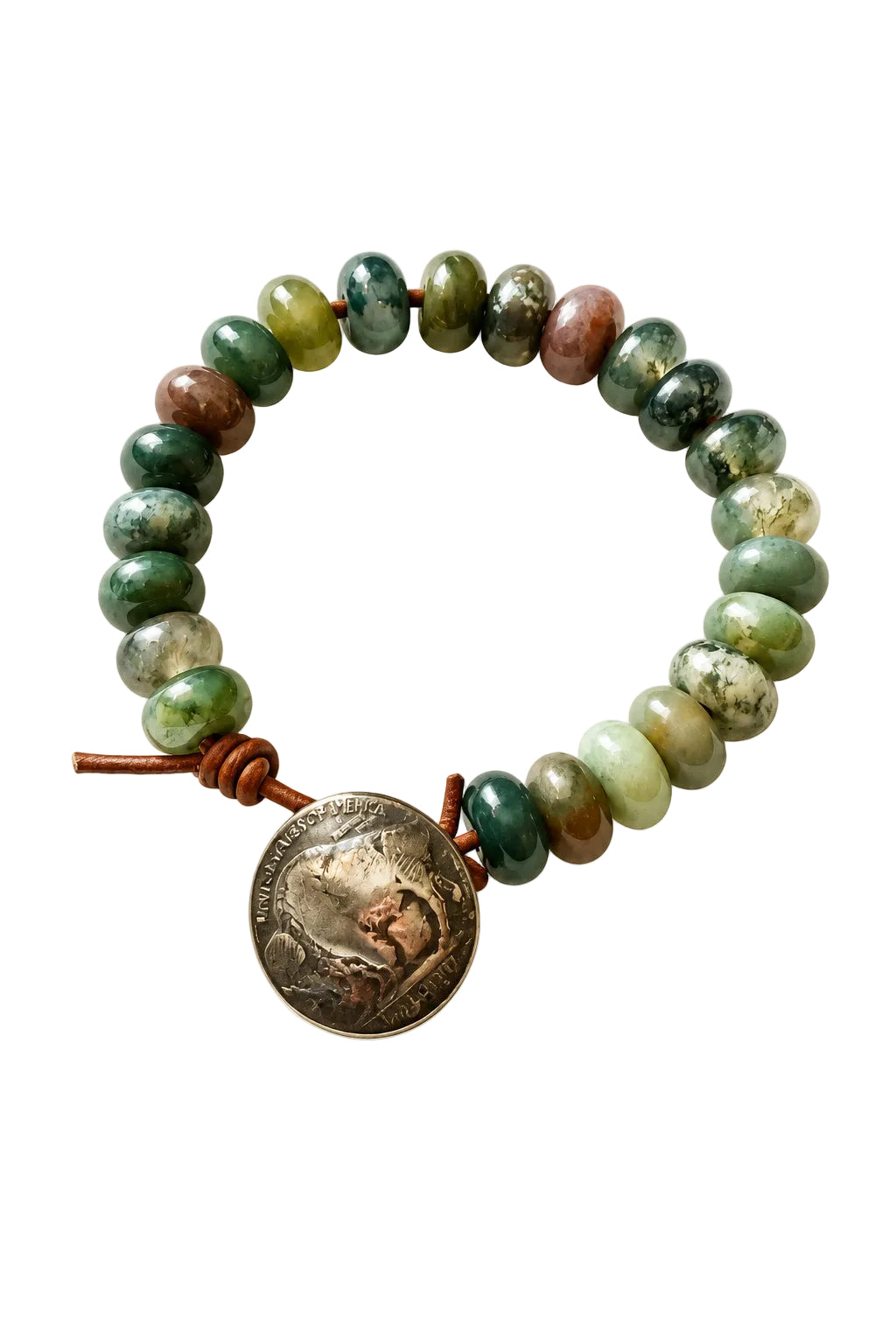 Indian Agate Bracelet with Nickel Enclosure