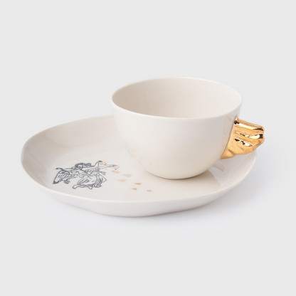 Volans Cup and Nuaj Angel Mother Plate Porcelain Set