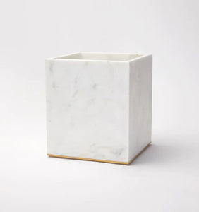 White with Gold Marble Waste Basket