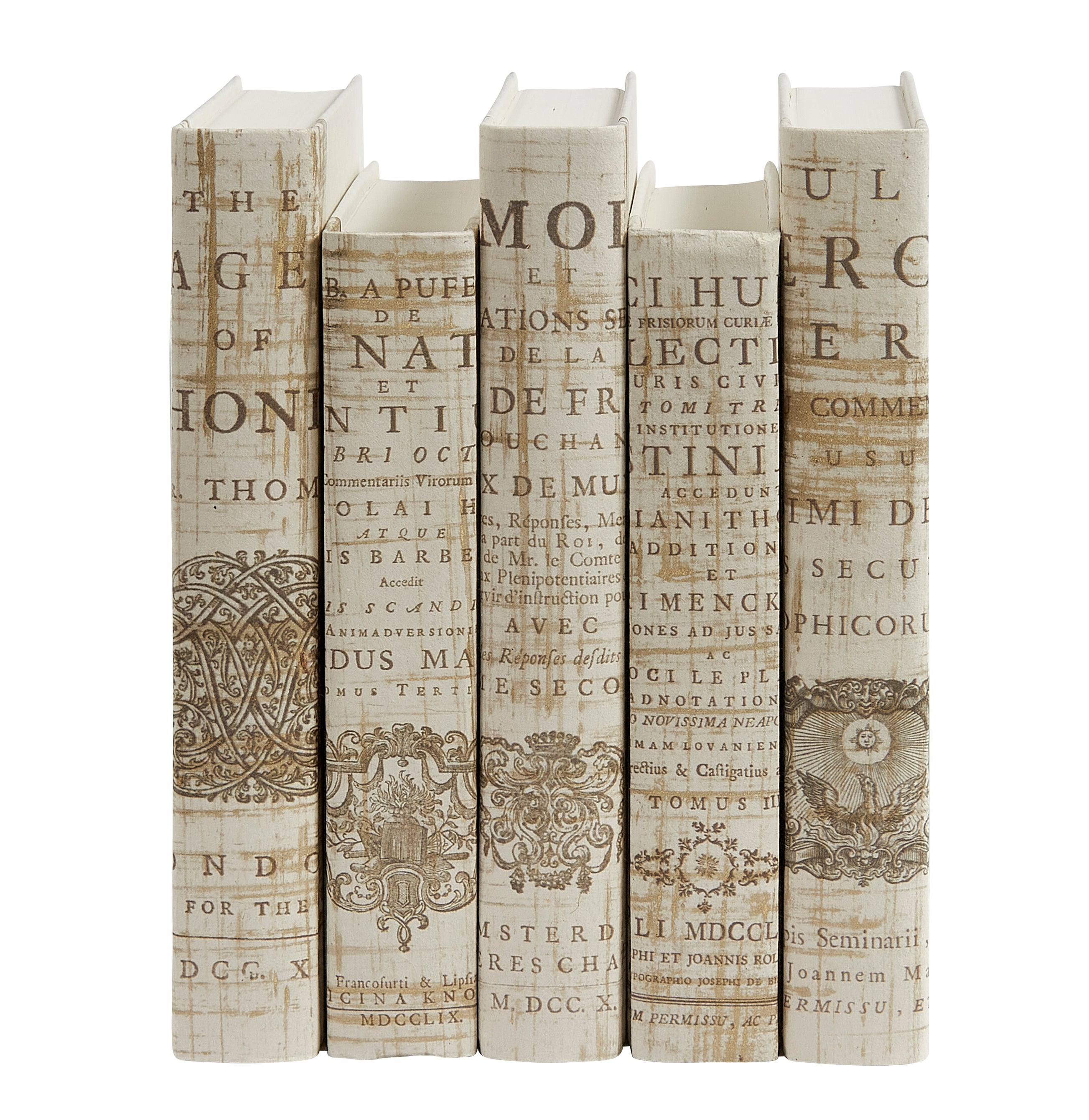 Mix of Antique Titles Pages on Gold Brushstrokes Decorative Books