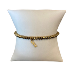Hematite Bracelet with Small Love charm IW- Brass Finish