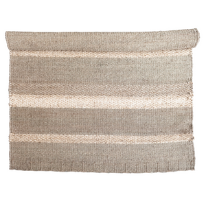 Hand-Woven Seagrass and Corn Husk Rug with Stripes