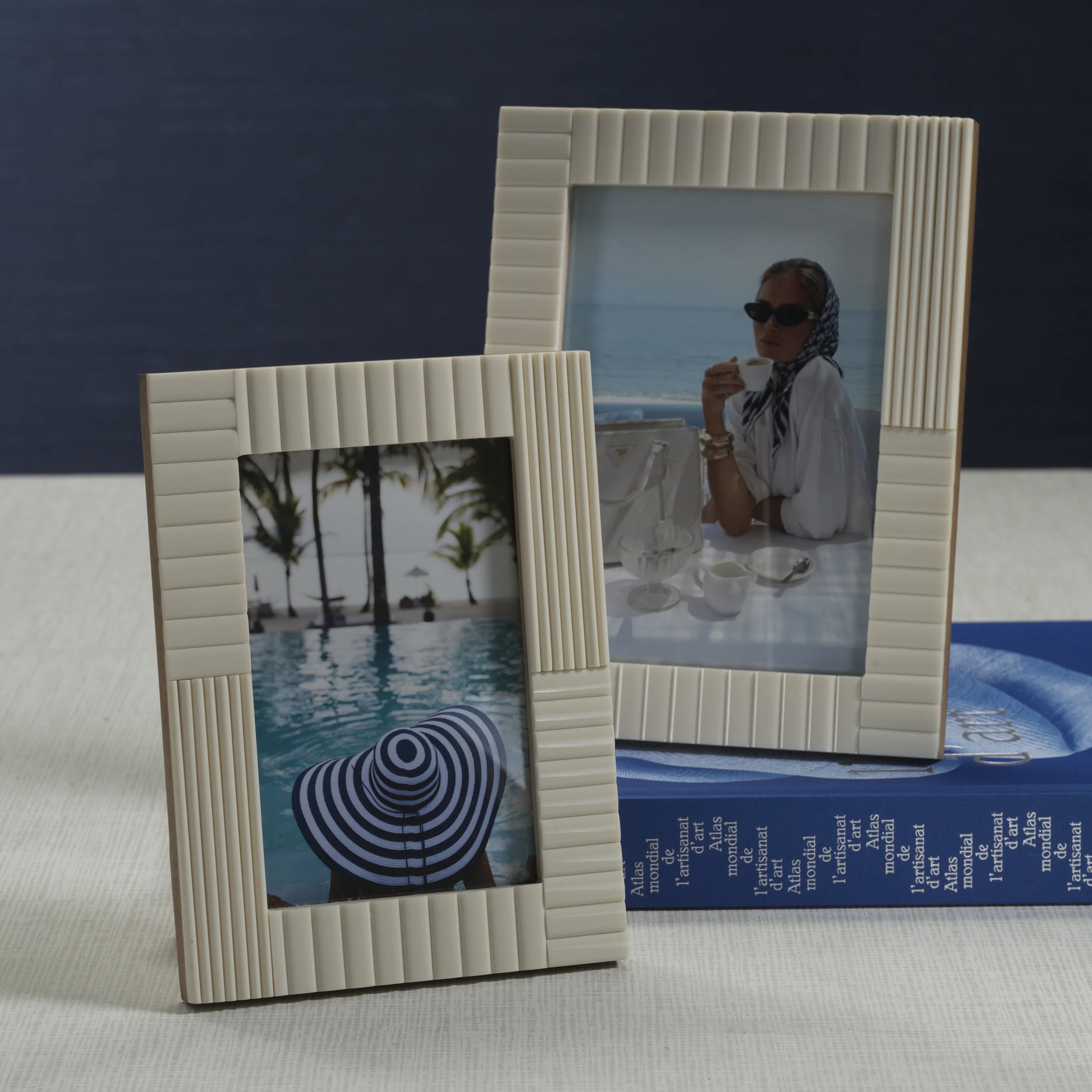 Lara Ribbed Ivory Resin Photo Frame