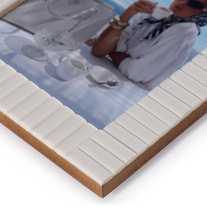 Lara Ribbed Ivory Resin Photo Frame