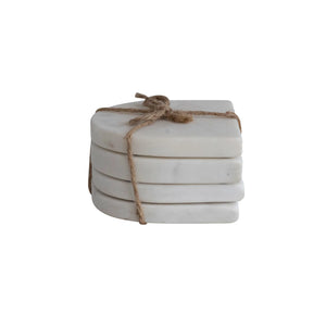 Arched White Marble Coasters Set of 4