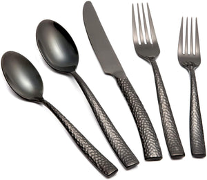 Black Hammered Silverware- 4 sets of 5 pieces