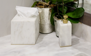 White with Gold Marble Tissue Holder