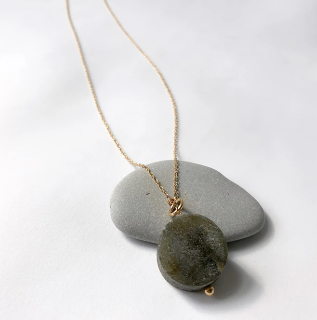 Labradorite Coin Necklace