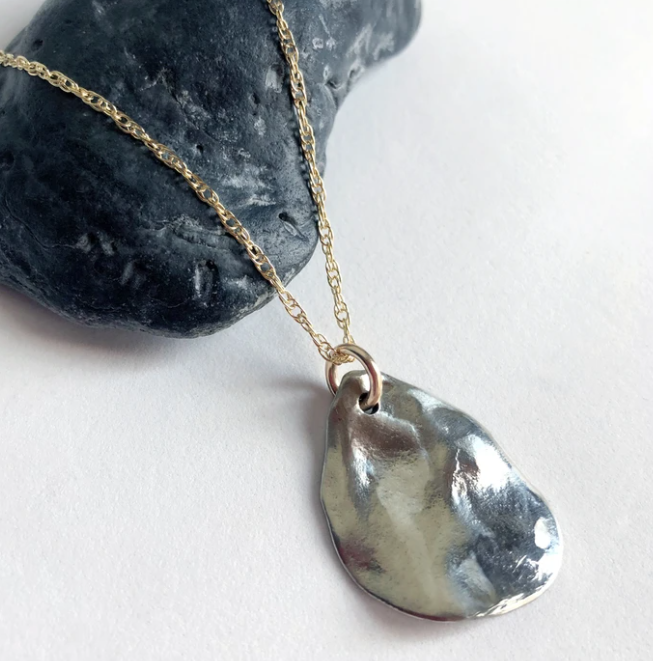 Mixed Metal Teardrop Shell Cast Necklace